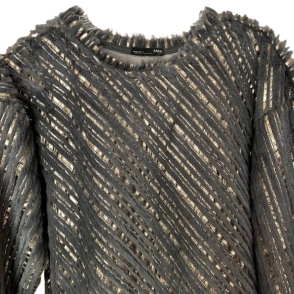Zara Contrasting Silver/Gold Metallic Sweater/Sweatshirt - S - Picture 4 of 9